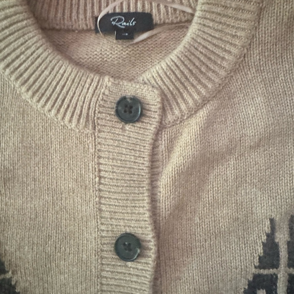 Rails XS Camel and Dark Brown Horse-Pattern Button Cardigan - Picture 6 of 9